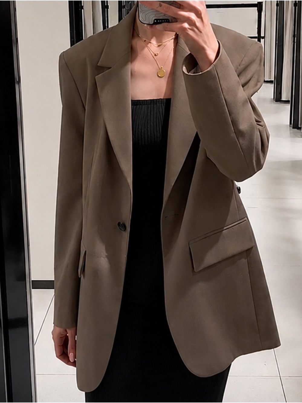 Zara Taupe Oversized Blazer Jacket